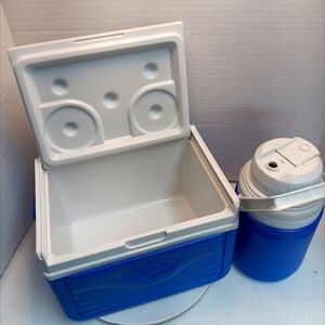 Coleman Blue and White Cooler with Matching Jug